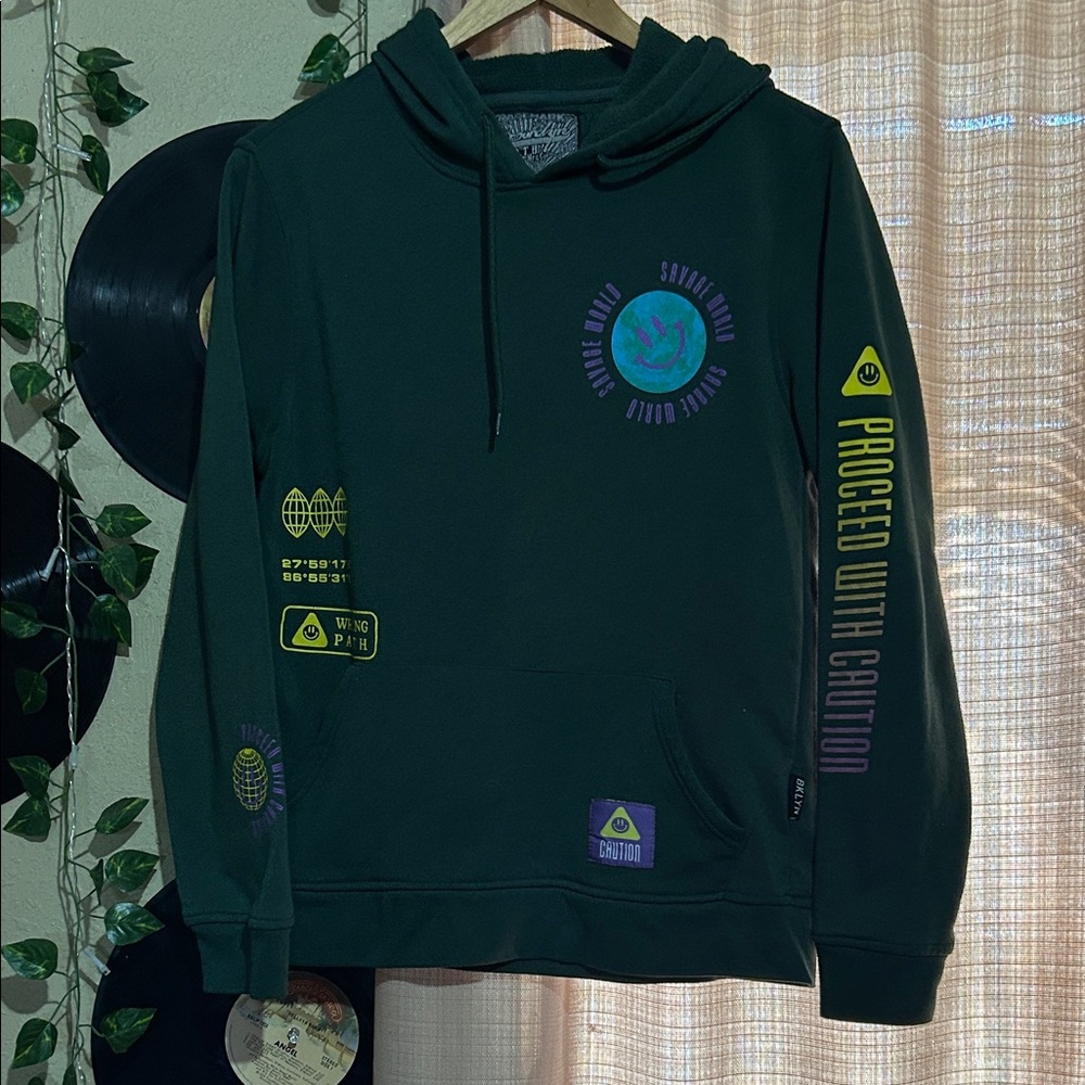 Brooklyn Cloth Dark Green Hoodie with Graphic Accents